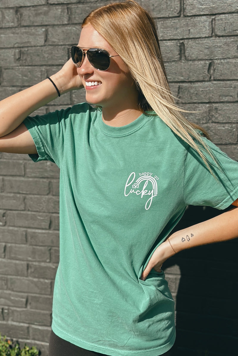 Happy Go Lucky Comfort Color Tee